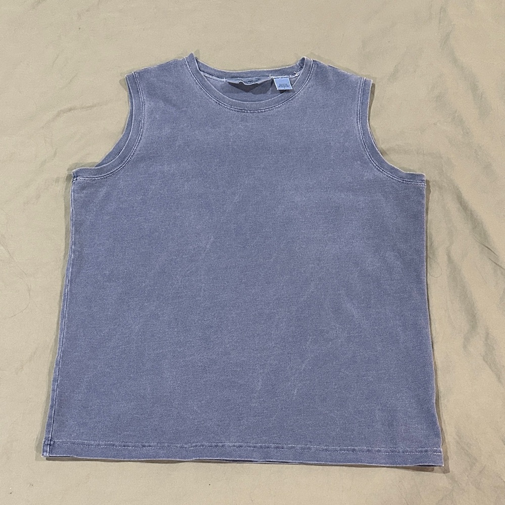 Vintage, EDDIE BAUER, Sleeveless Blue Top, Size Large. 100% cotton